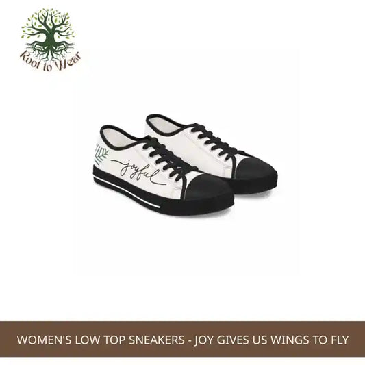 Women's Low Top Sneakers - Joy Gives Us Wings to Fly by@Outfy