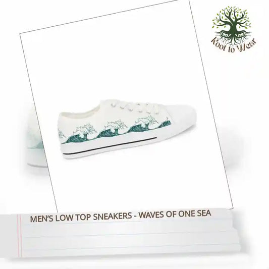 Men’s Low Top Sneakers - Waves of One Sea by@Outfy