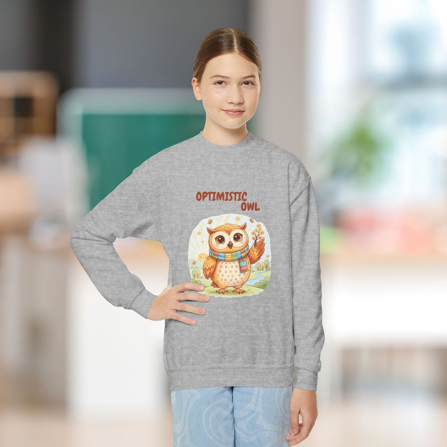 Comfy Kids Sweatshirt - Optimistic Owl