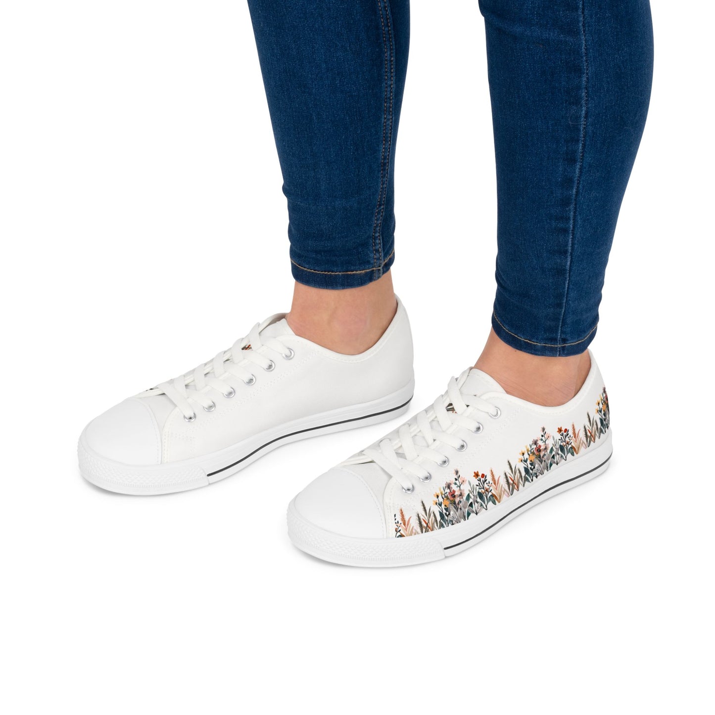 Women's Low Top Sneakers - Flowers of One Garden
