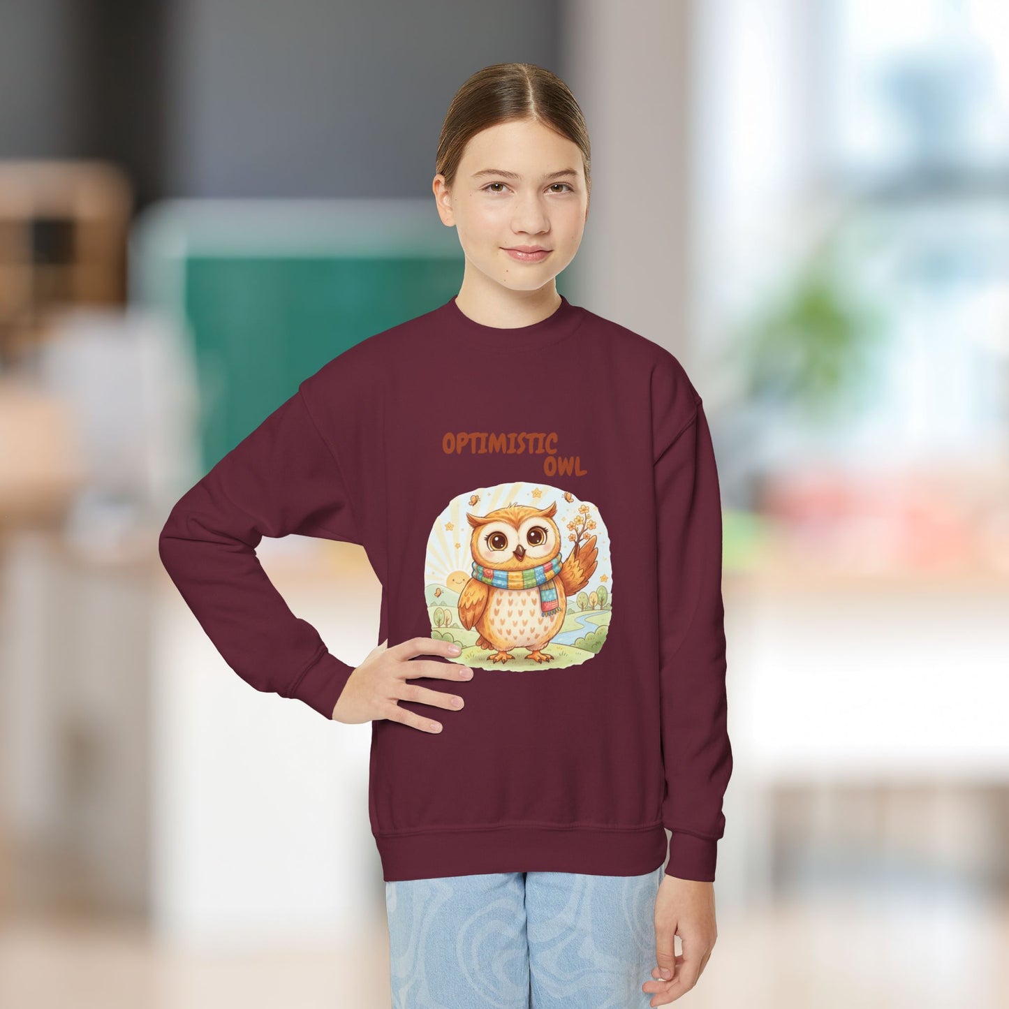 Comfy Kids Sweatshirt - Optimistic Owl