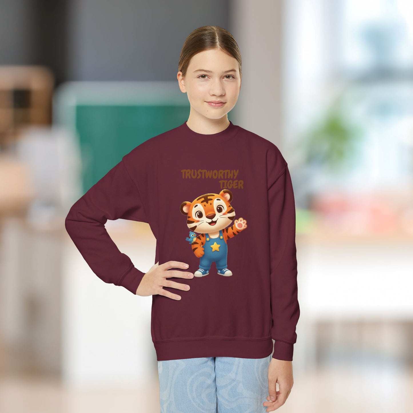 Comfy Kids Sweatshirt - Trustworthy Tiger