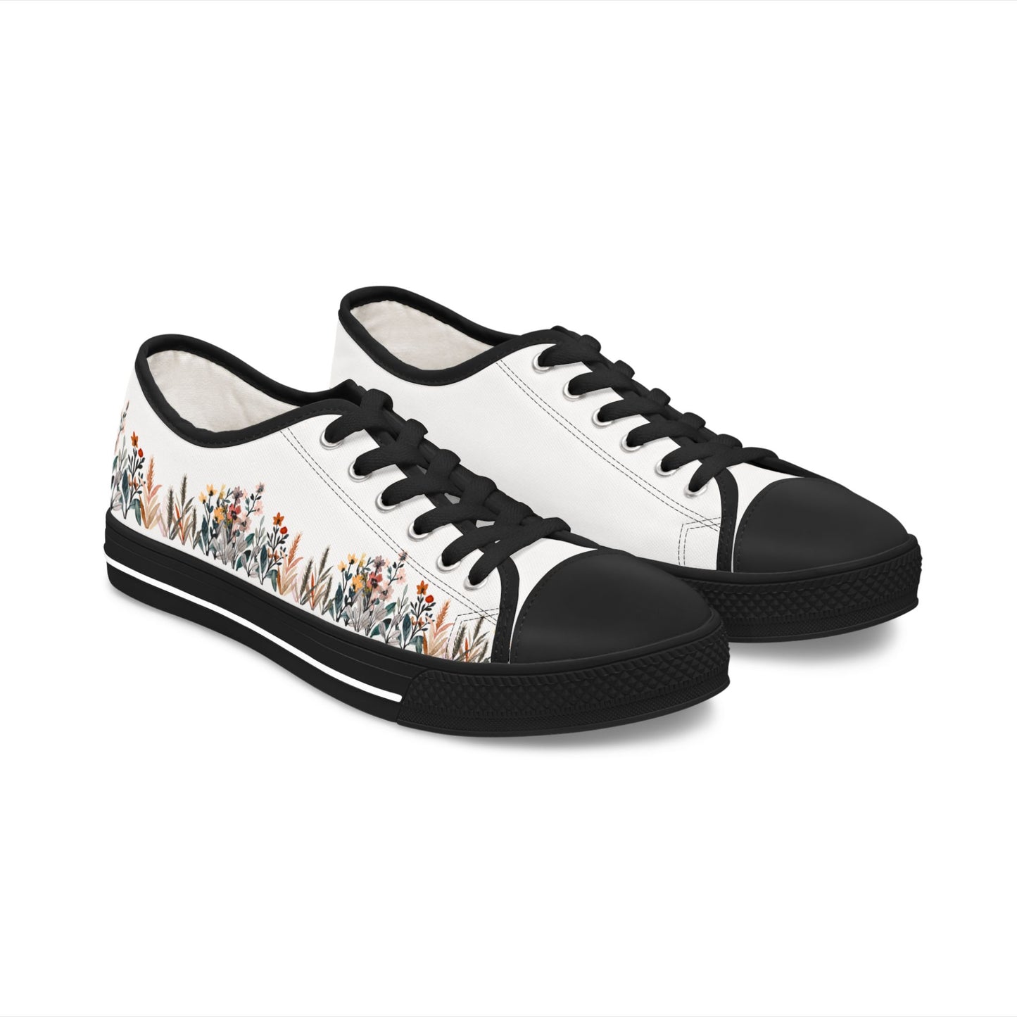 Women's Low Top Sneakers - Flowers of One Garden
