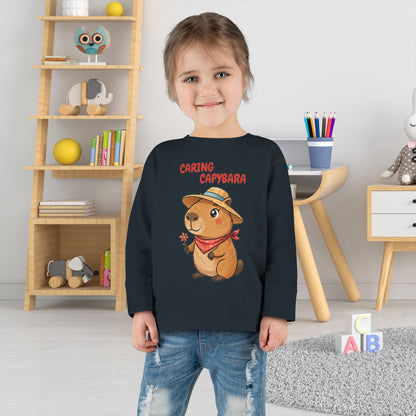 Toddler Long Sleeve Tee - Caring Capybara