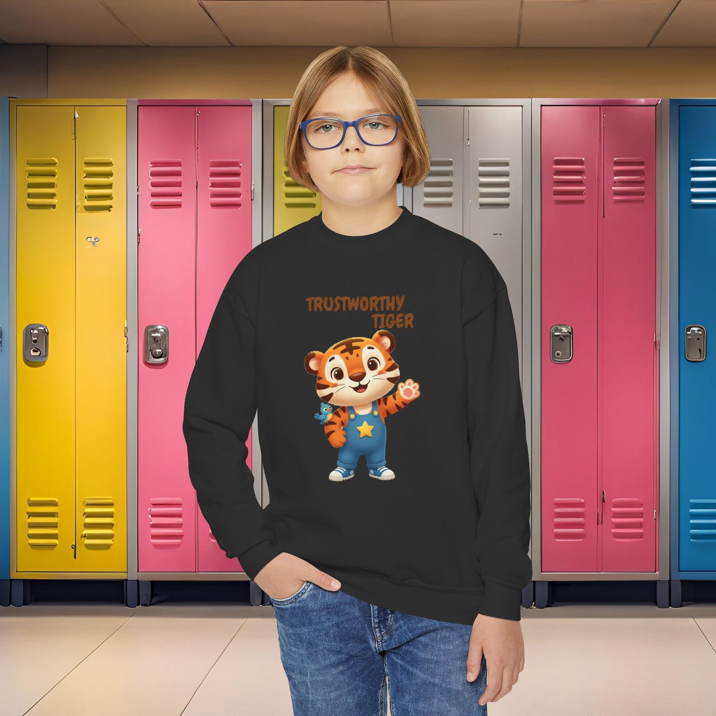 Comfy Kids Sweatshirt - Trustworthy Tiger