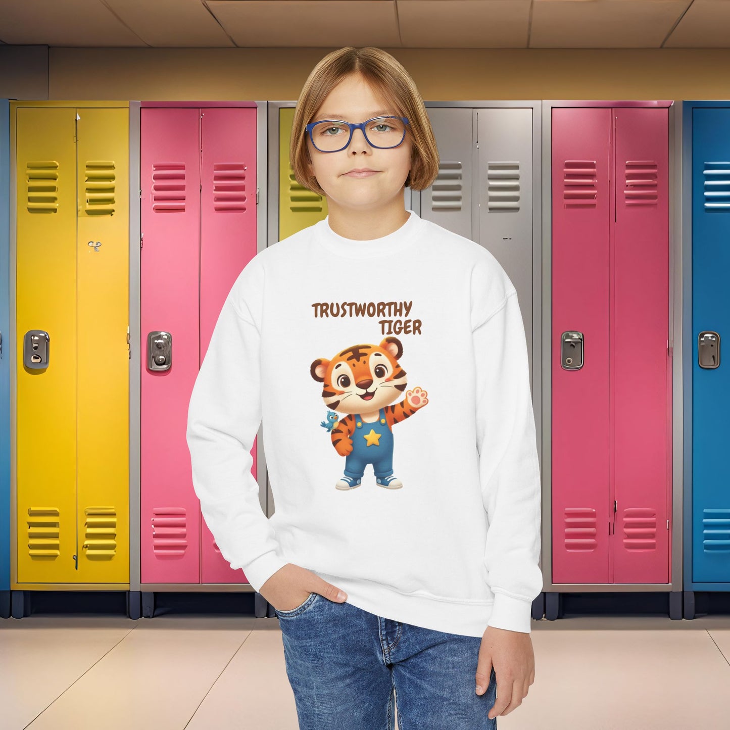 Comfy Kids Sweatshirt - Trustworthy Tiger