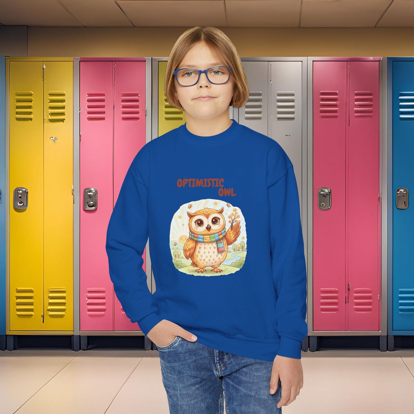 Comfy Kids Sweatshirt - Optimistic Owl