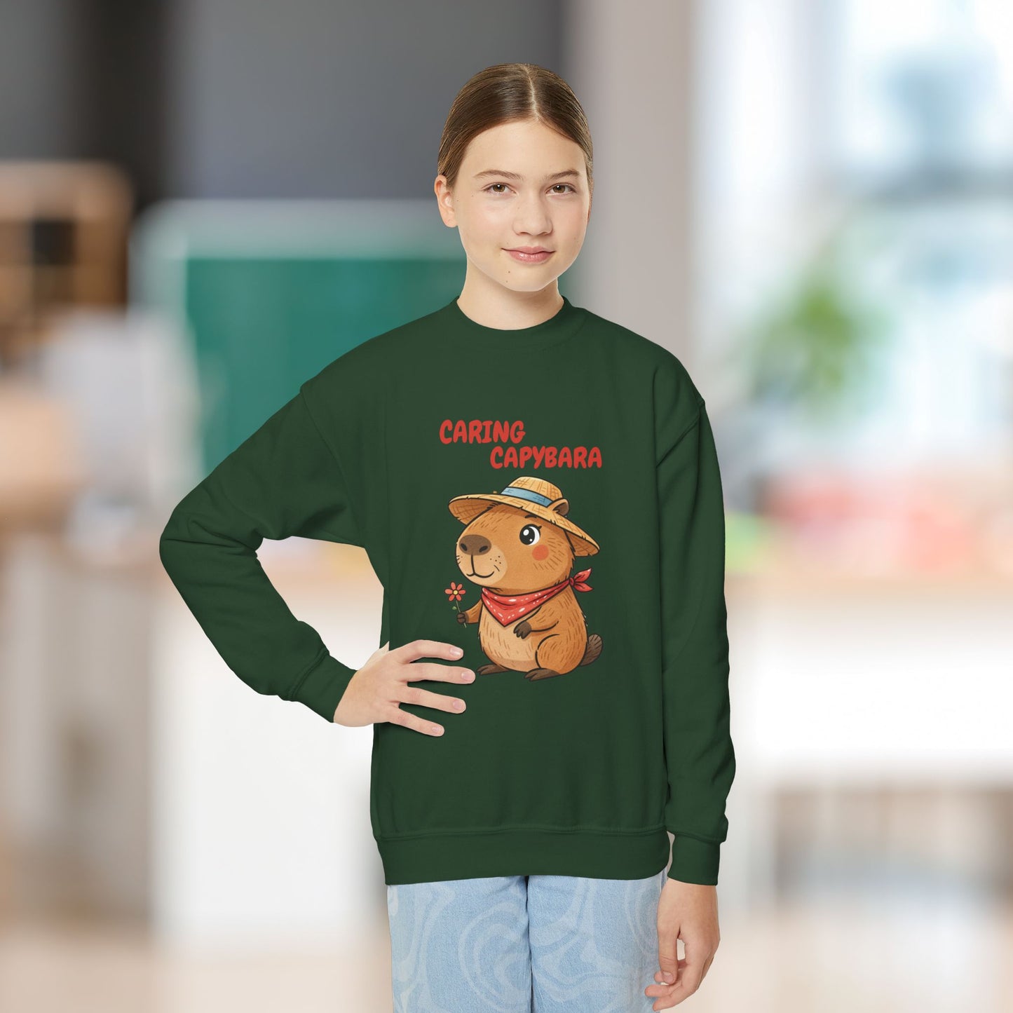 Comfy Kids Sweatshirt - Caring Capybara