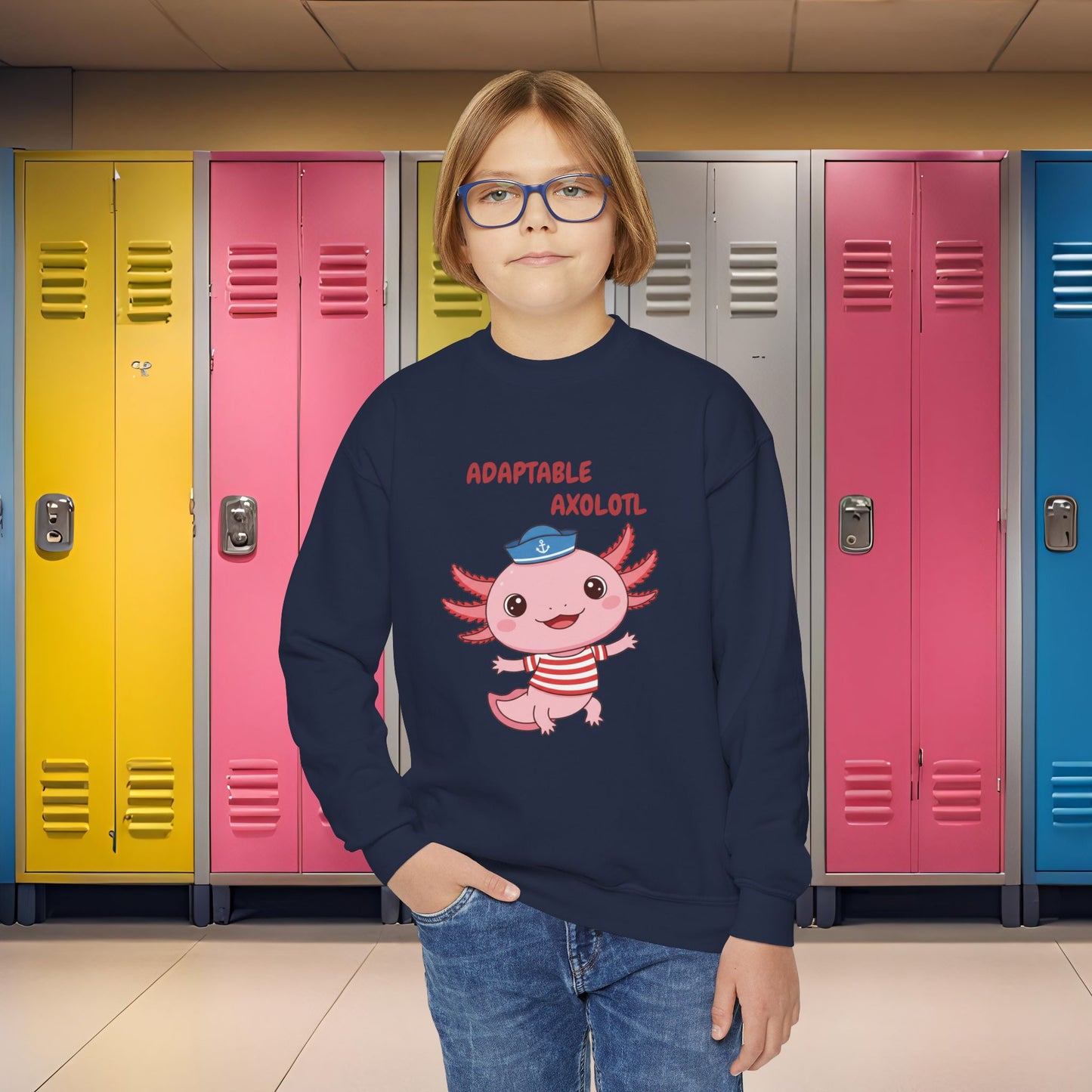 Comfy Kids Sweatshirt - Adaptable Axolotl