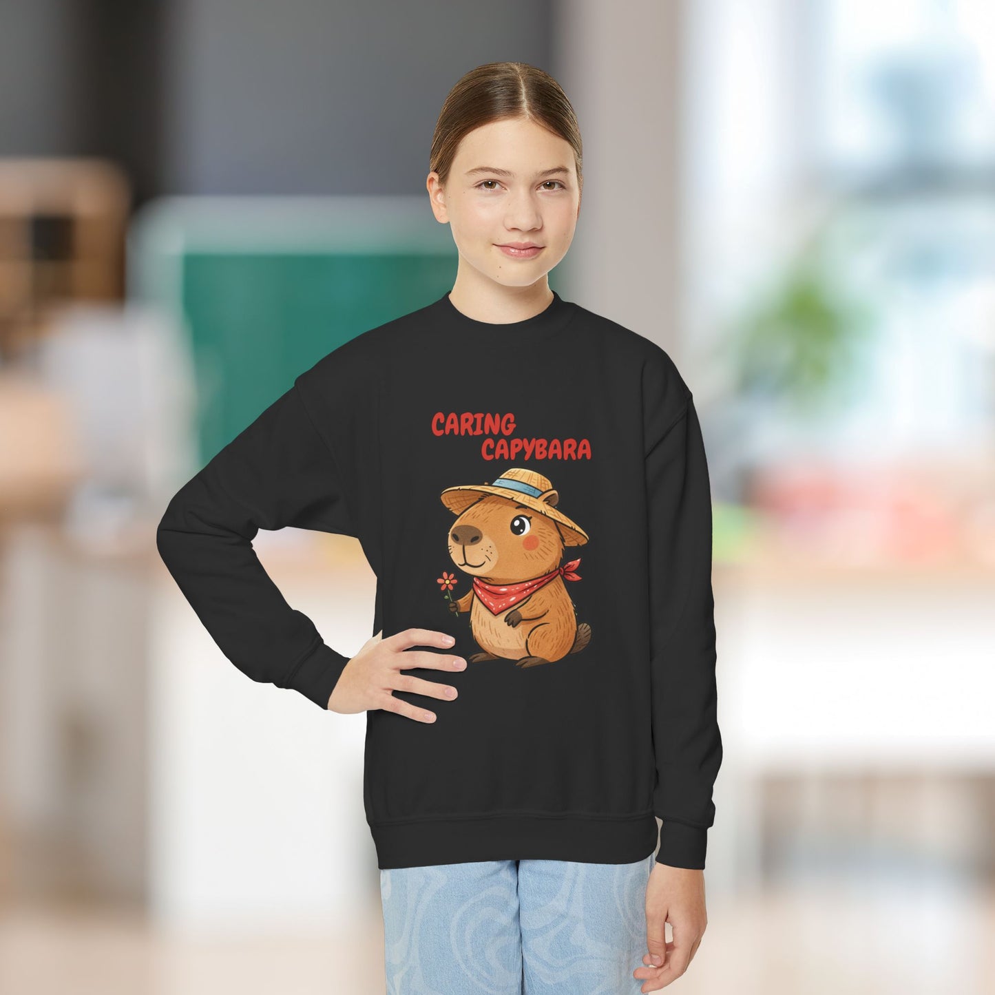 Comfy Kids Sweatshirt - Caring Capybara