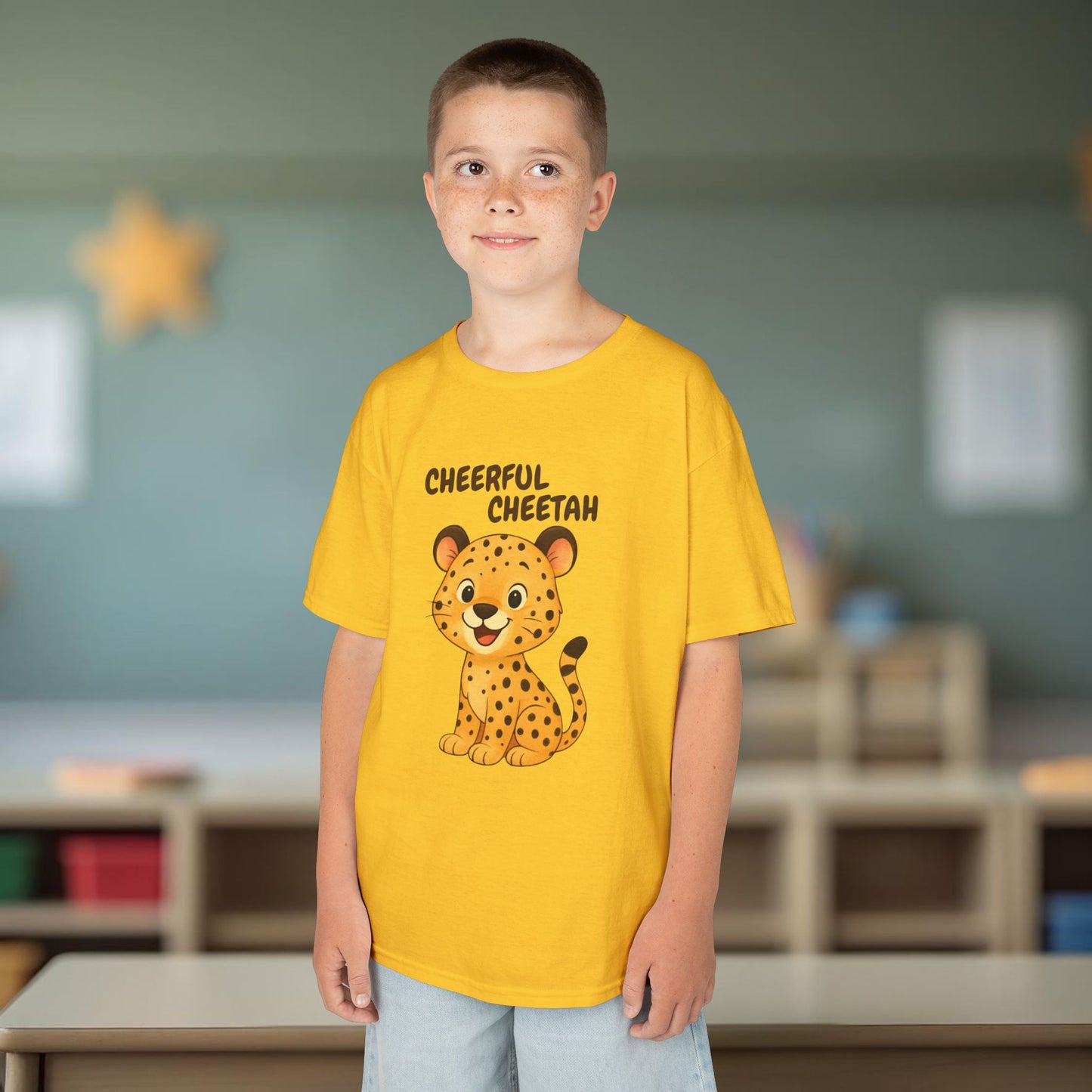 Comfy Kids Tee - Cheerful Cheetah