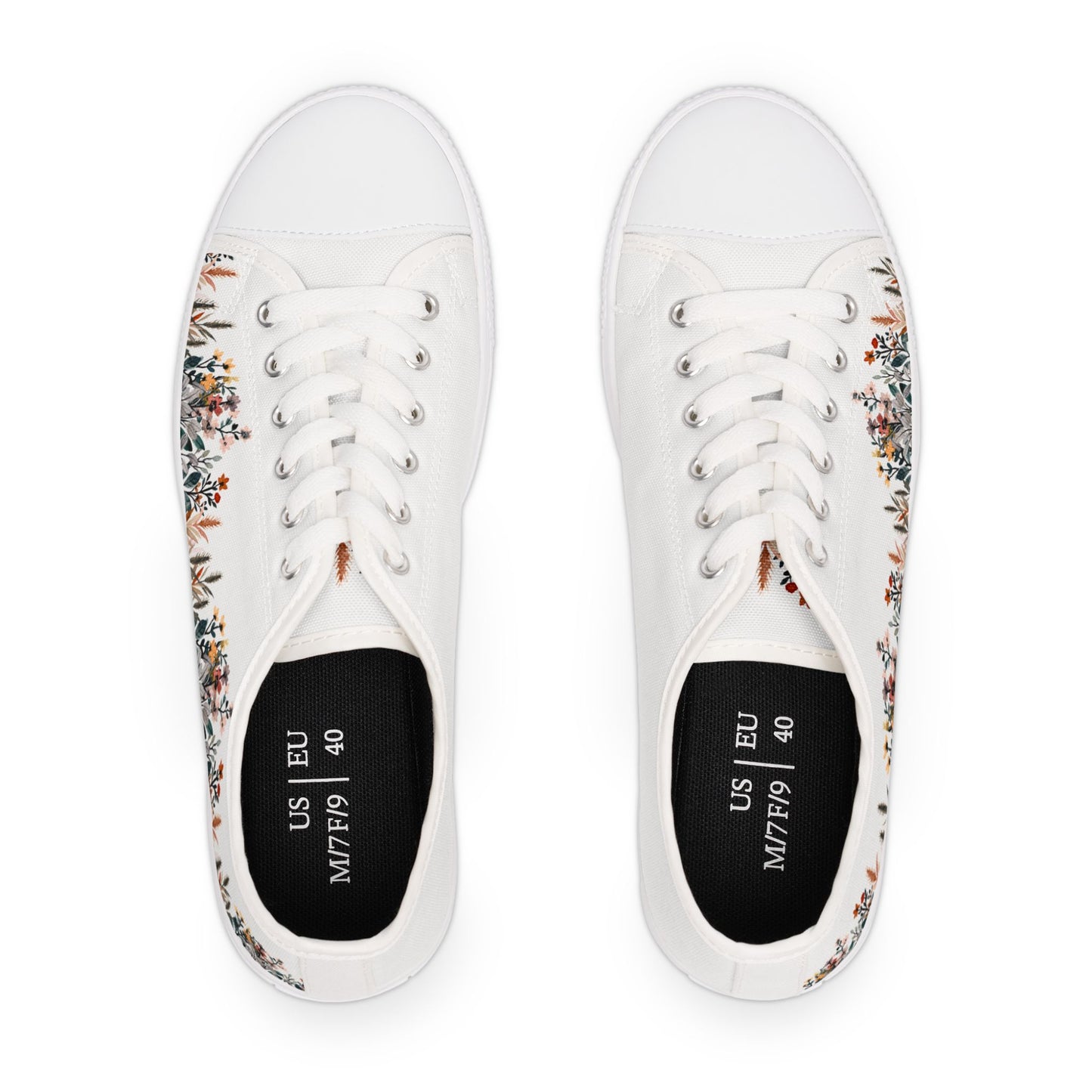 Women's Low Top Sneakers - Flowers of One Garden