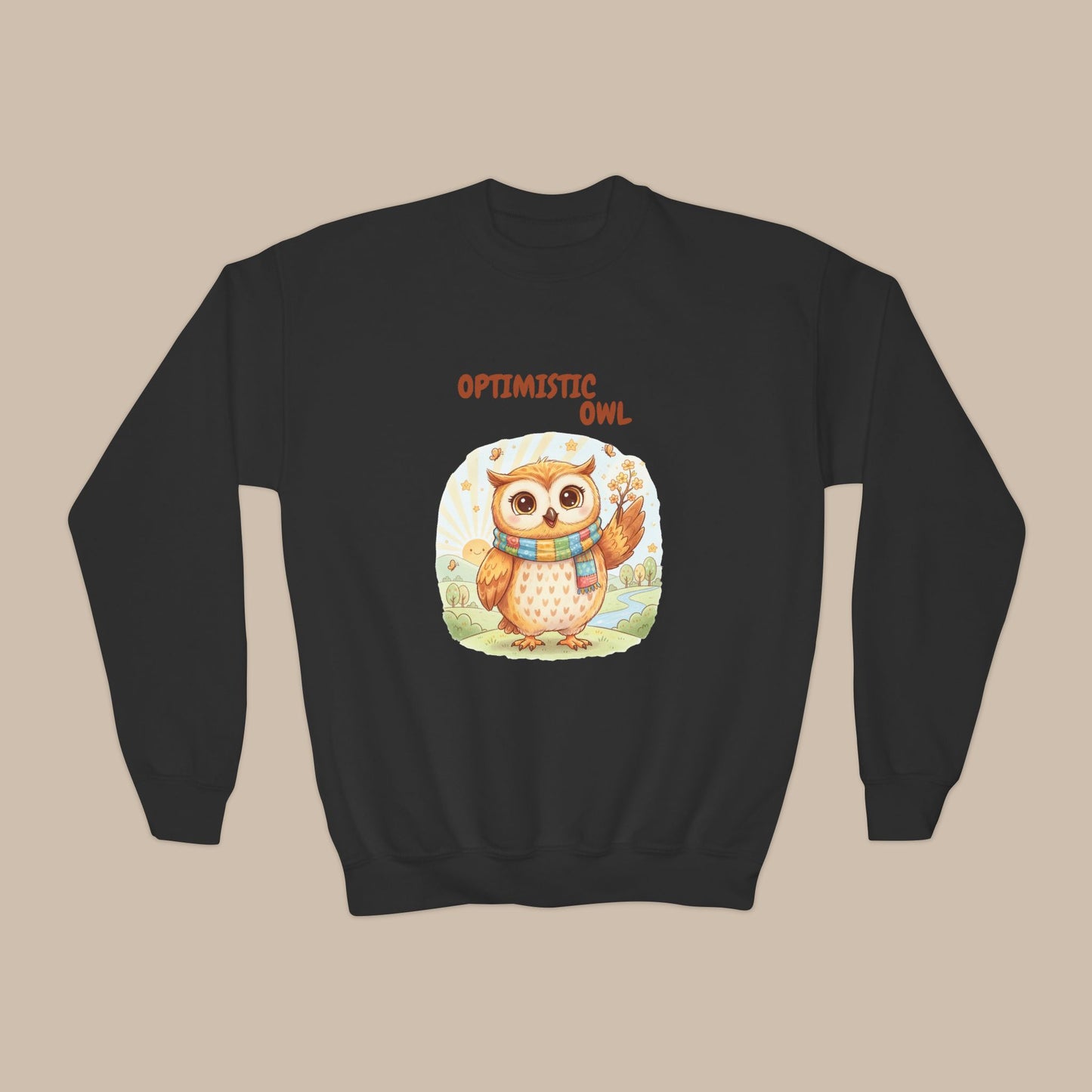 Comfy Kids Sweatshirt - Optimistic Owl