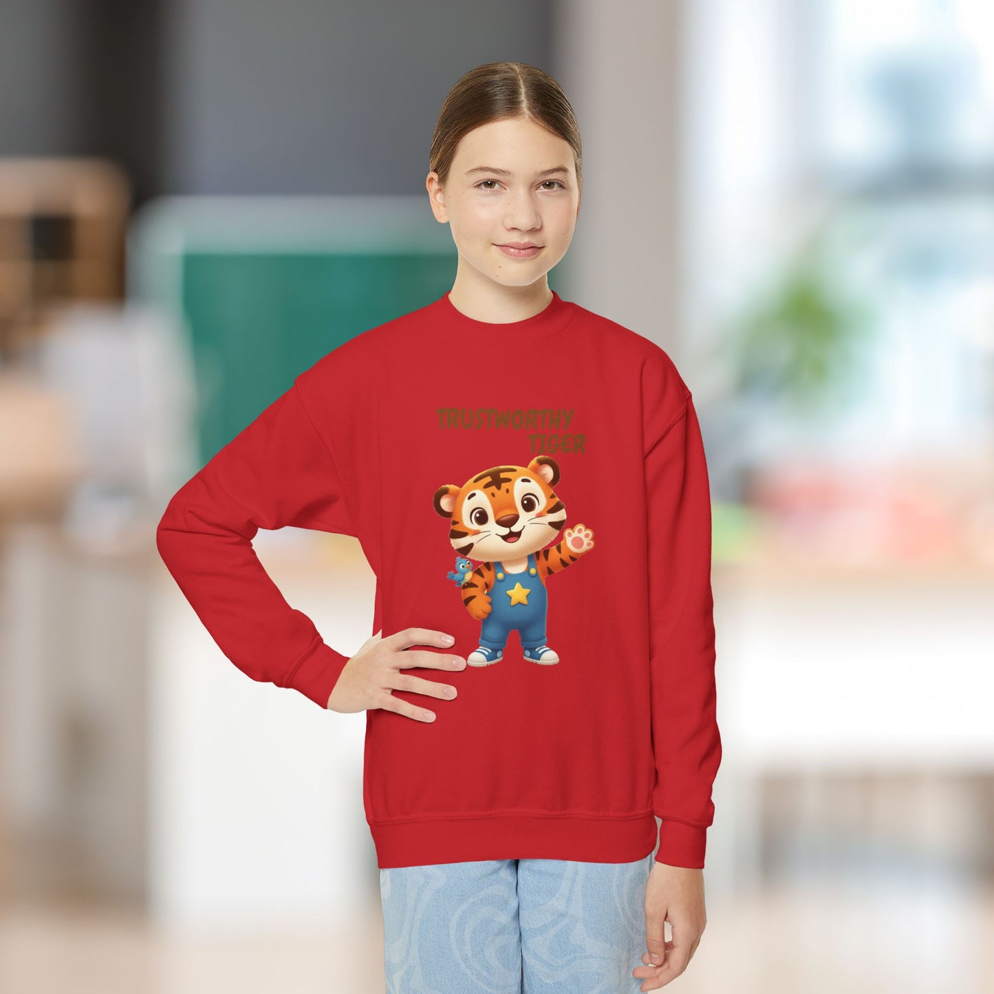 Comfy Kids Sweatshirt - Trustworthy Tiger