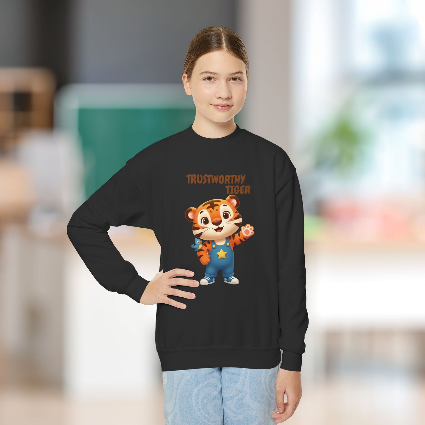Comfy Kids Sweatshirt - Trustworthy Tiger