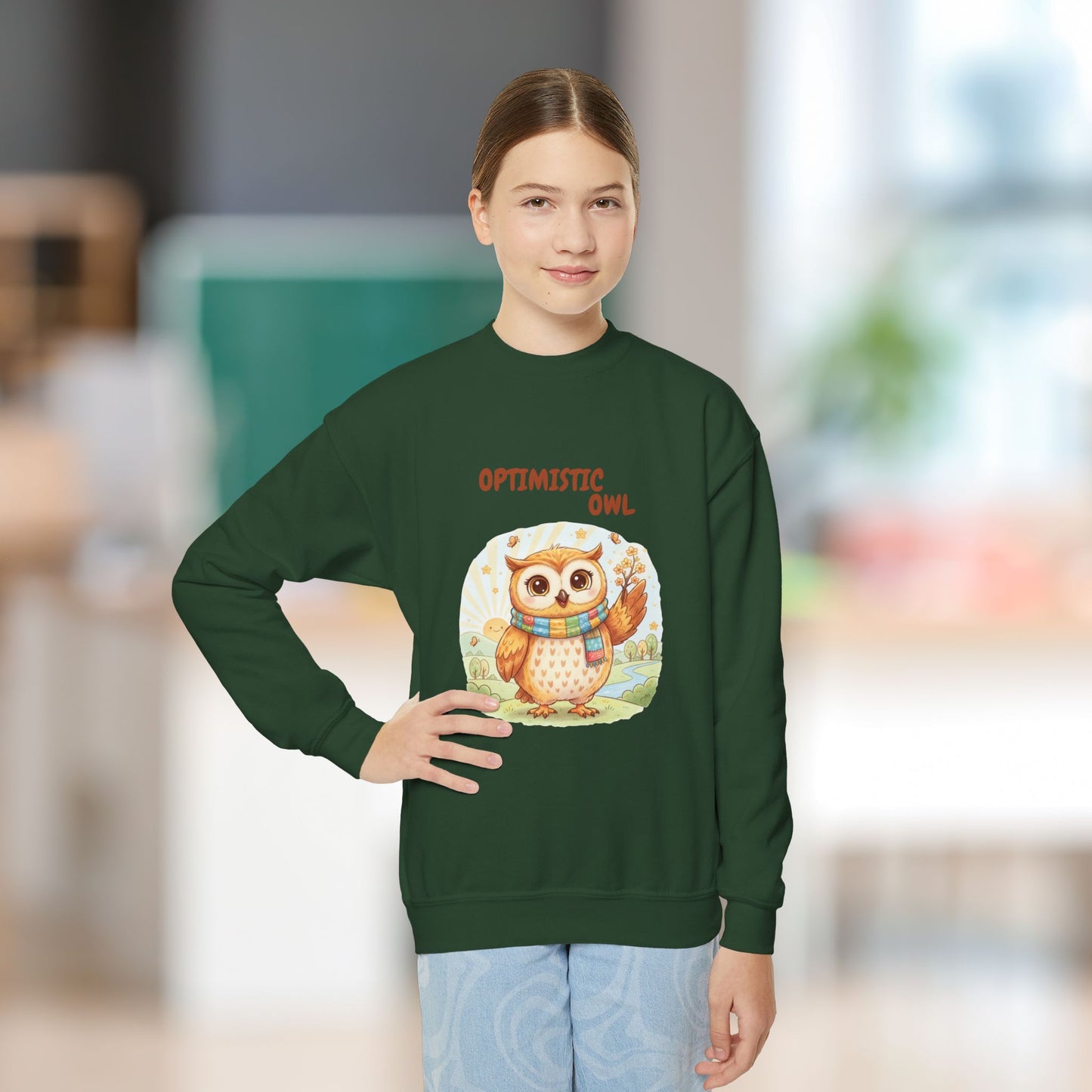 Comfy Kids Sweatshirt - Optimistic Owl