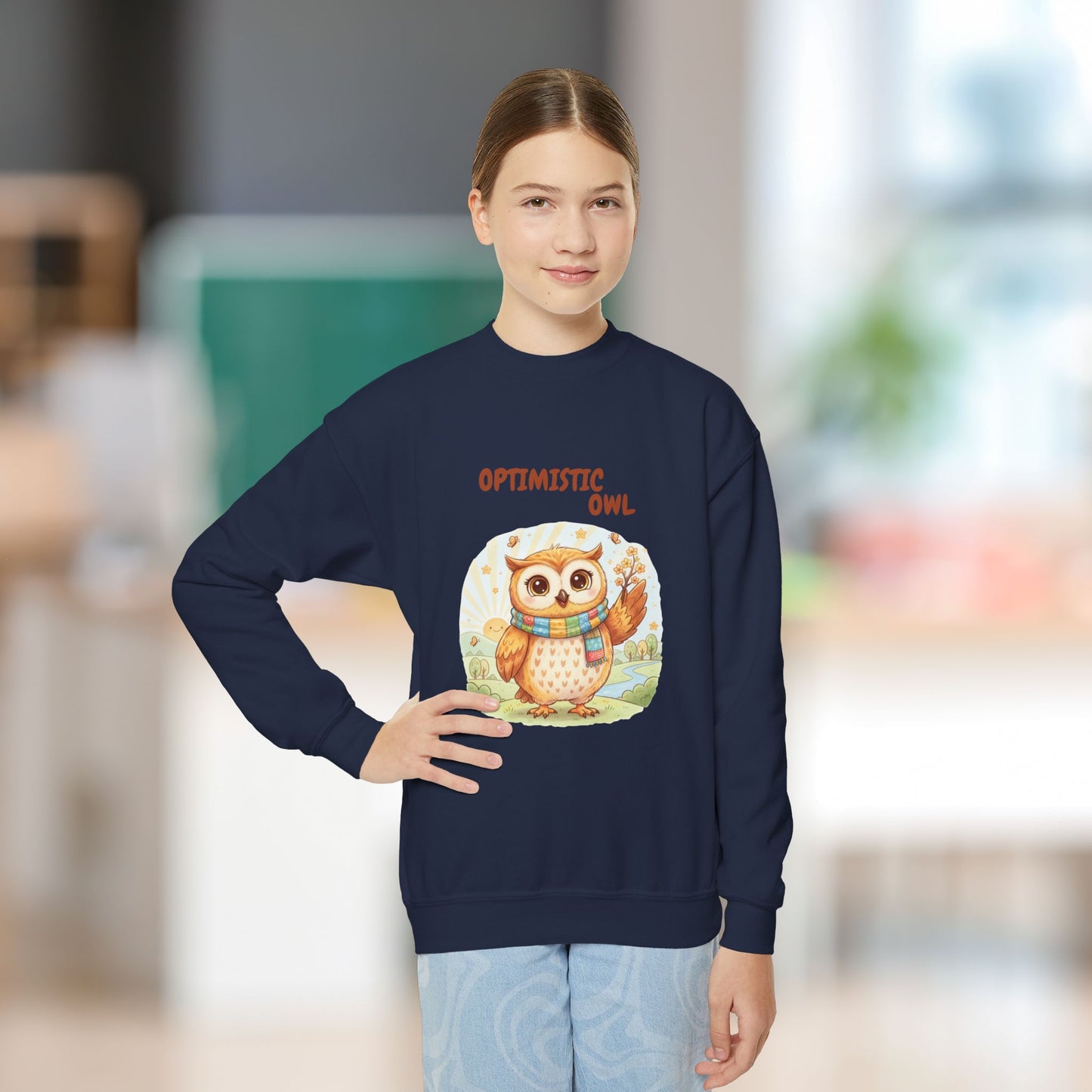 Comfy Kids Sweatshirt - Optimistic Owl