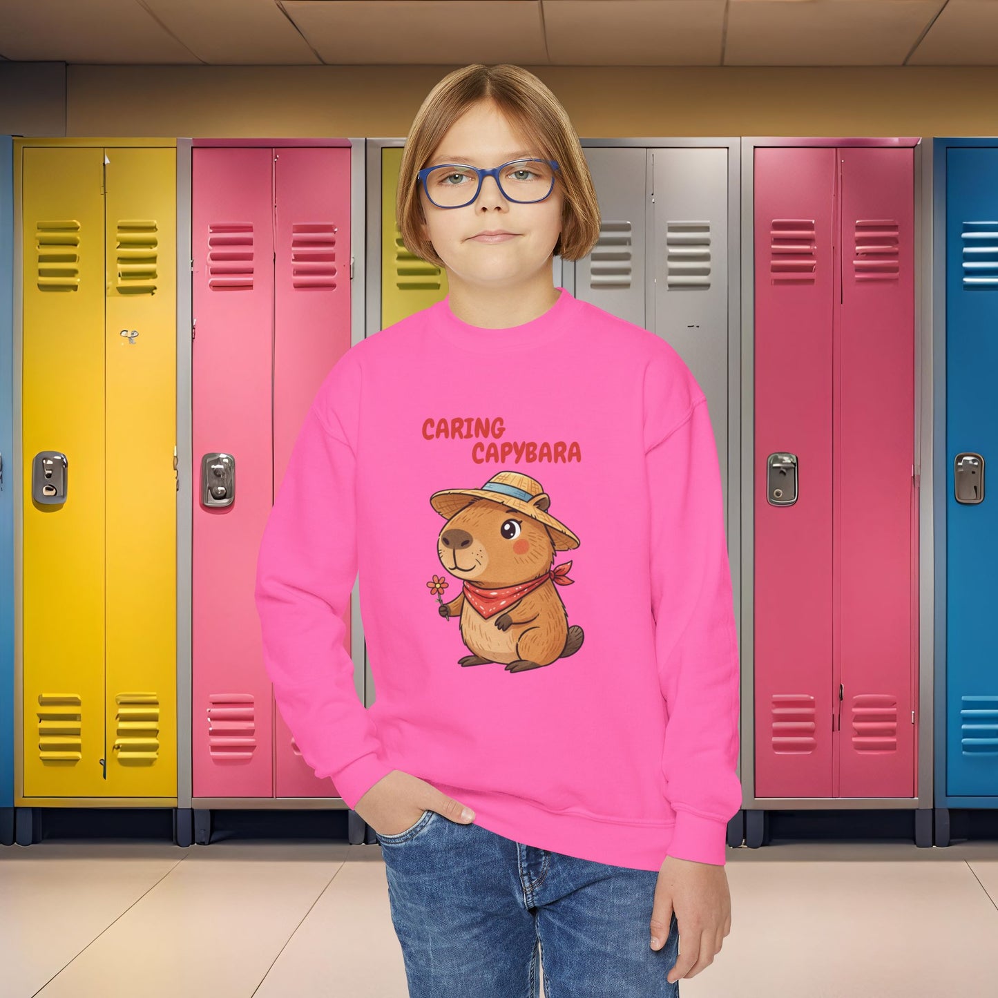 Comfy Kids Sweatshirt - Caring Capybara