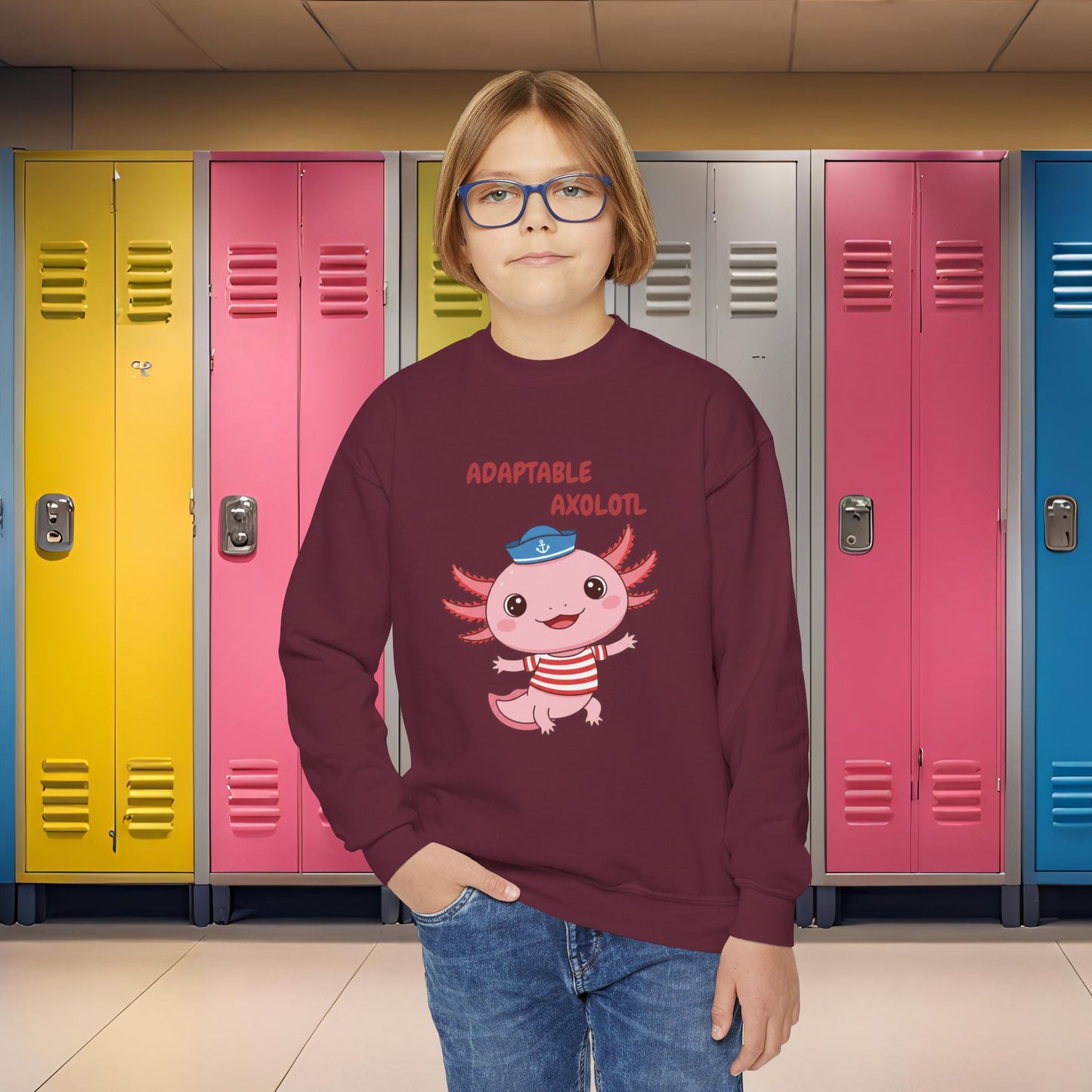 Comfy Kids Sweatshirt - Adaptable Axolotl