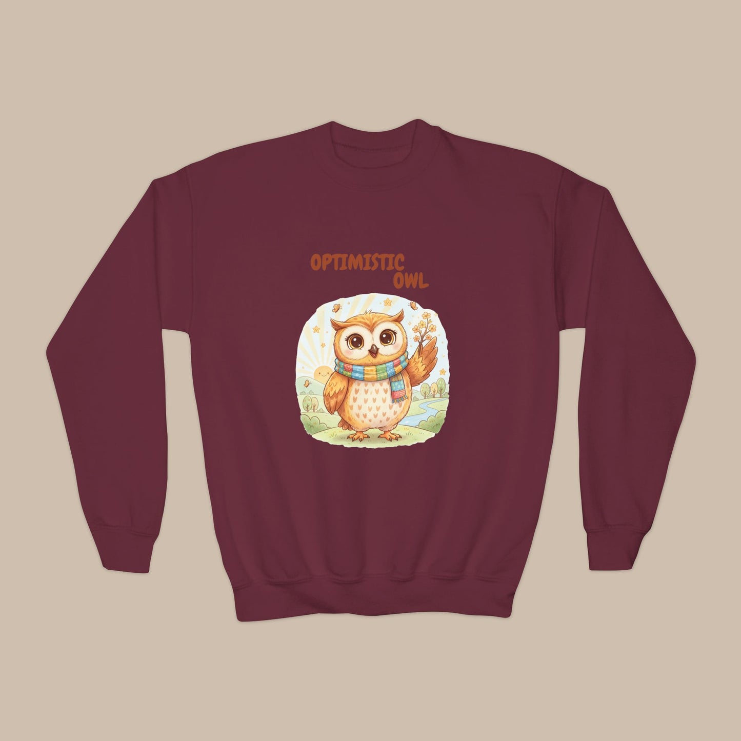 Comfy Kids Sweatshirt - Optimistic Owl