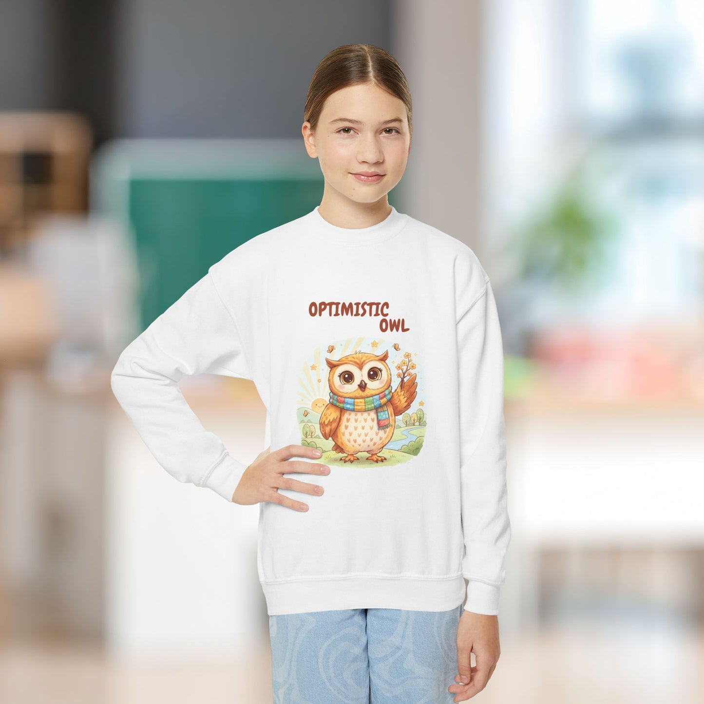 Comfy Kids Sweatshirt - Optimistic Owl