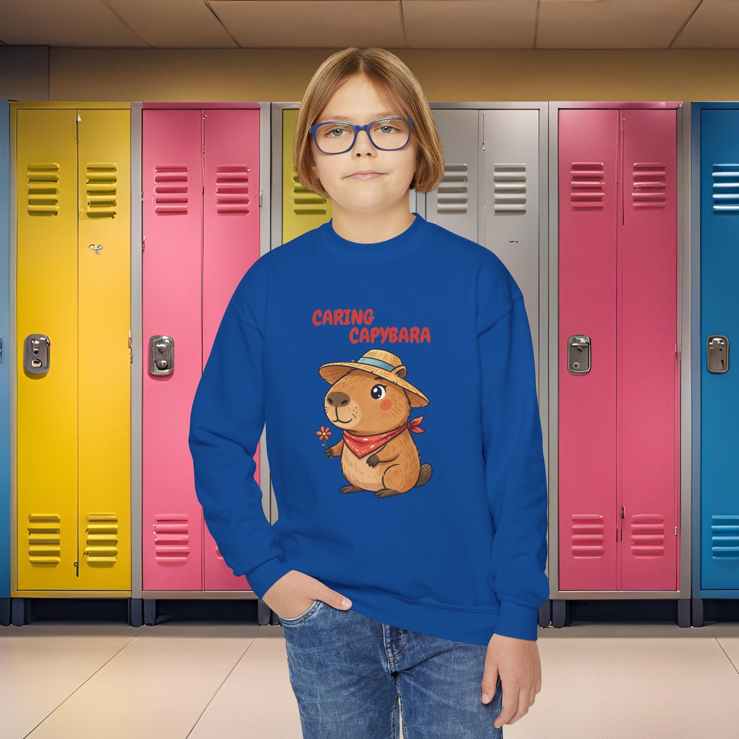Comfy Kids Sweatshirt - Caring Capybara