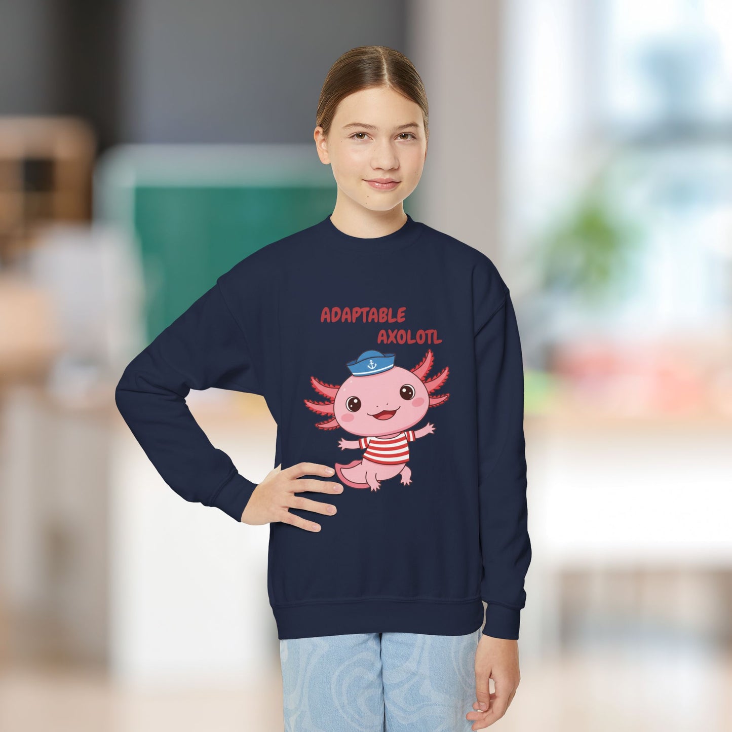 Comfy Kids Sweatshirt - Adaptable Axolotl