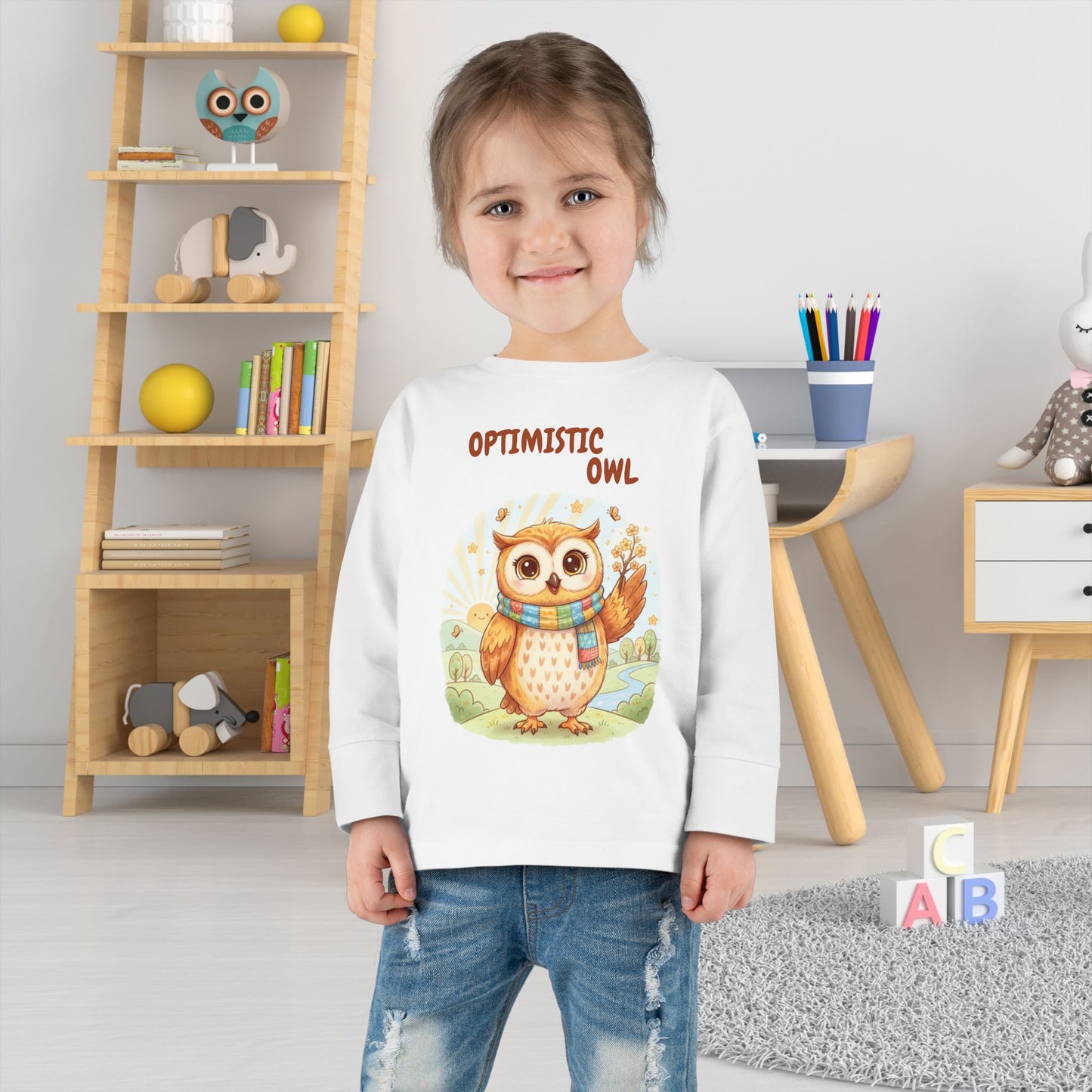 Toddler Long Sleeve Tee - Optimistic Owl