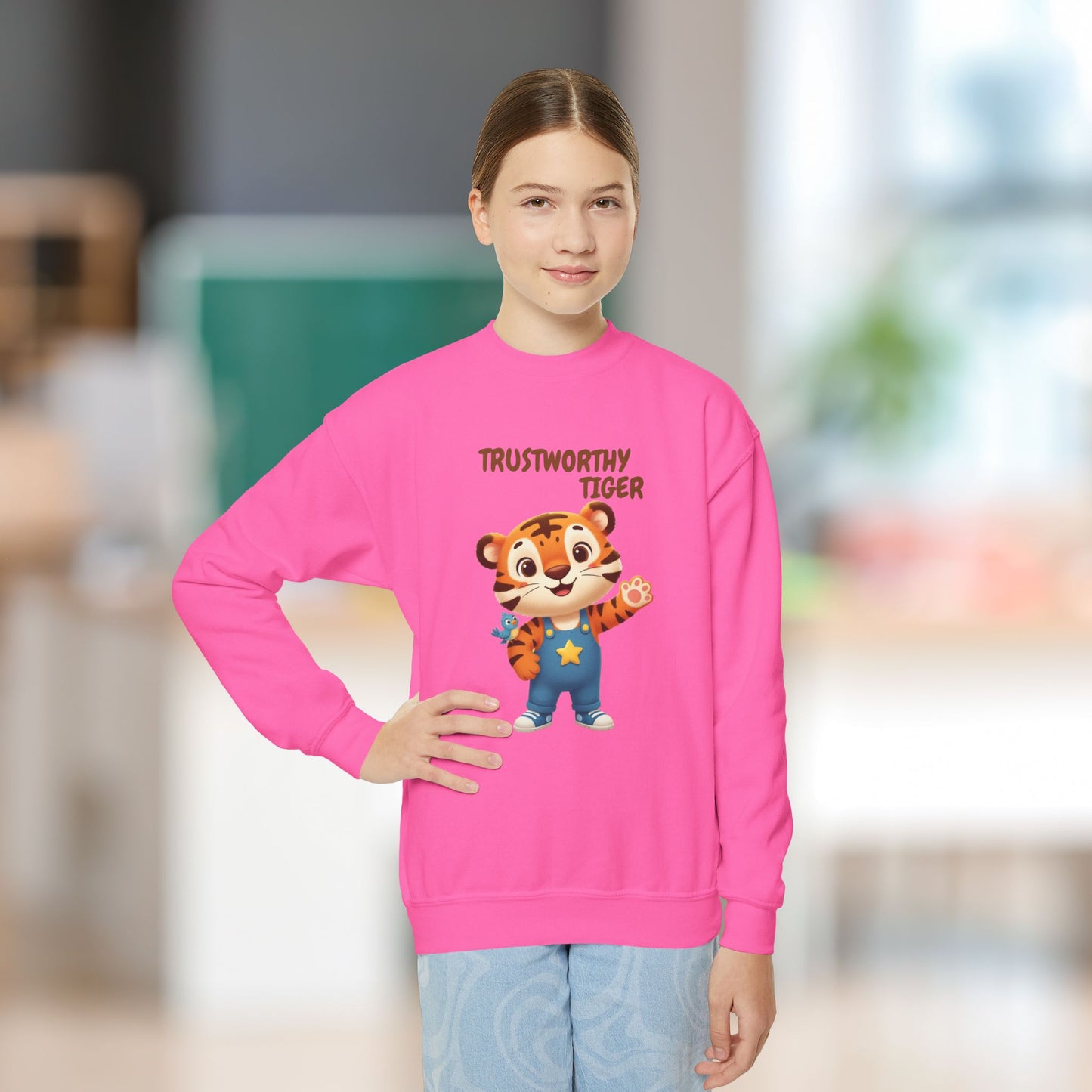 Comfy Kids Sweatshirt - Trustworthy Tiger