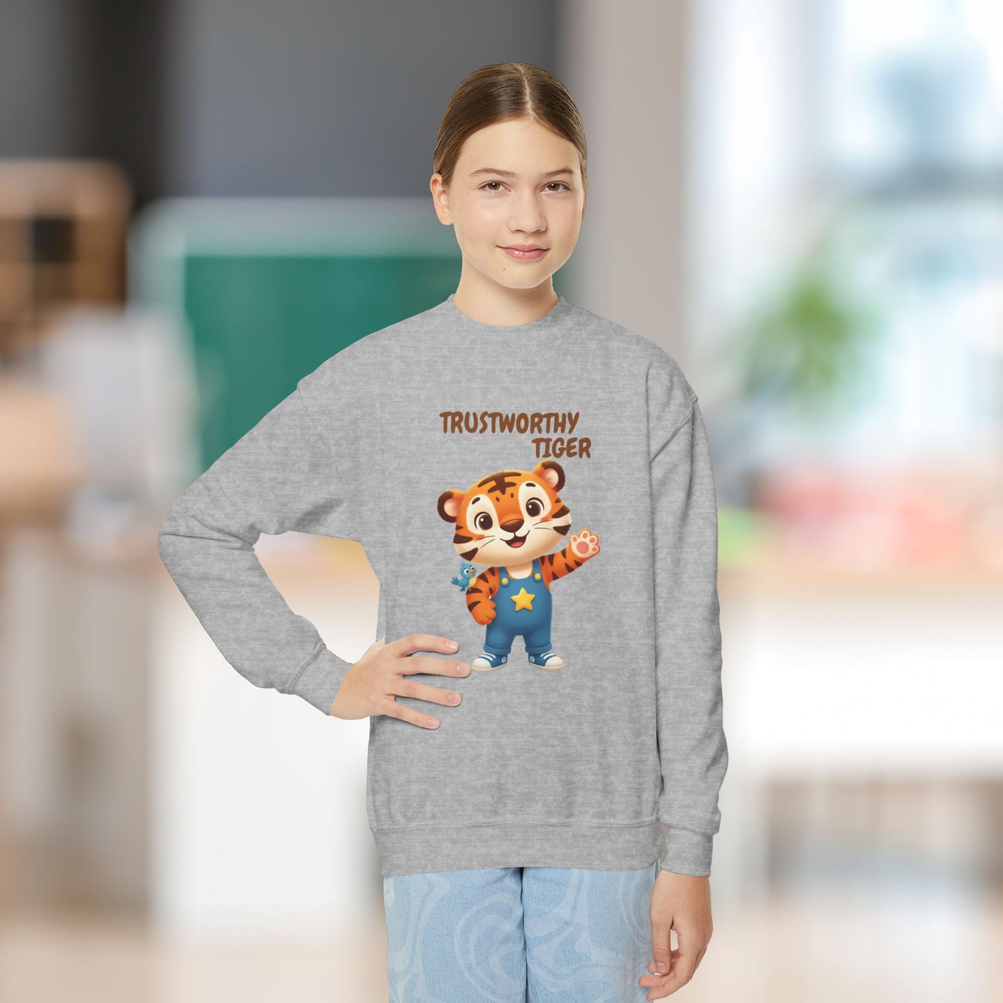 Comfy Kids Sweatshirt - Trustworthy Tiger