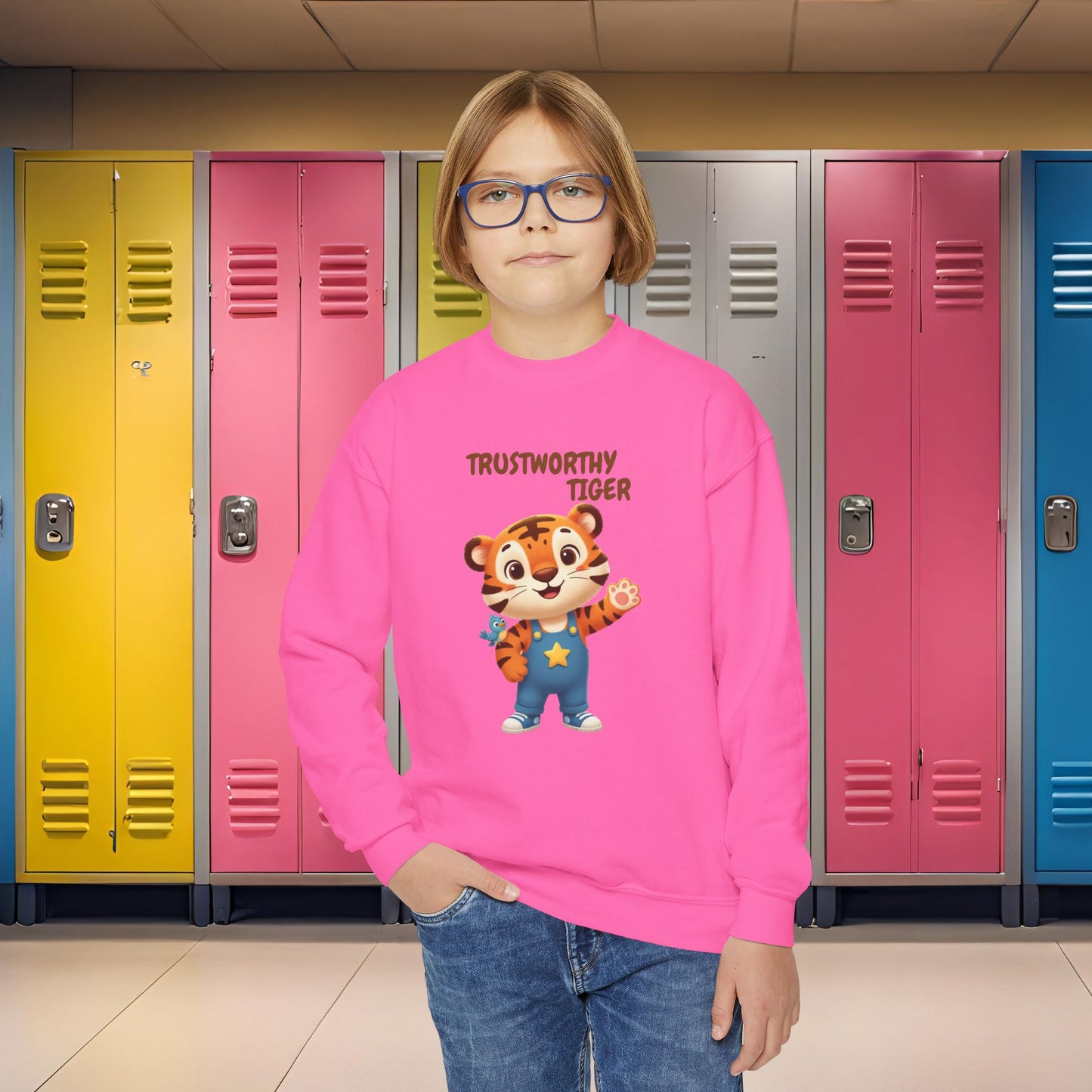 Comfy Kids Sweatshirt - Trustworthy Tiger