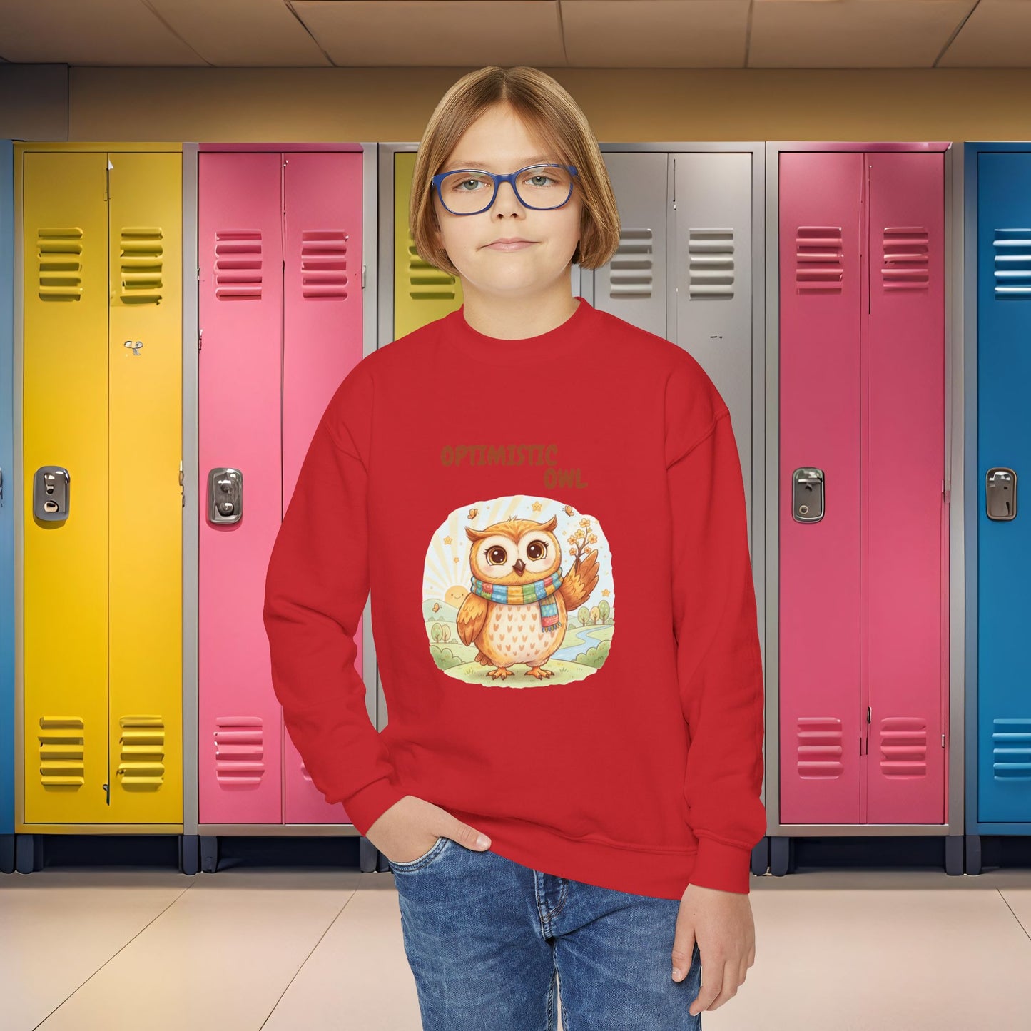 Comfy Kids Sweatshirt - Optimistic Owl