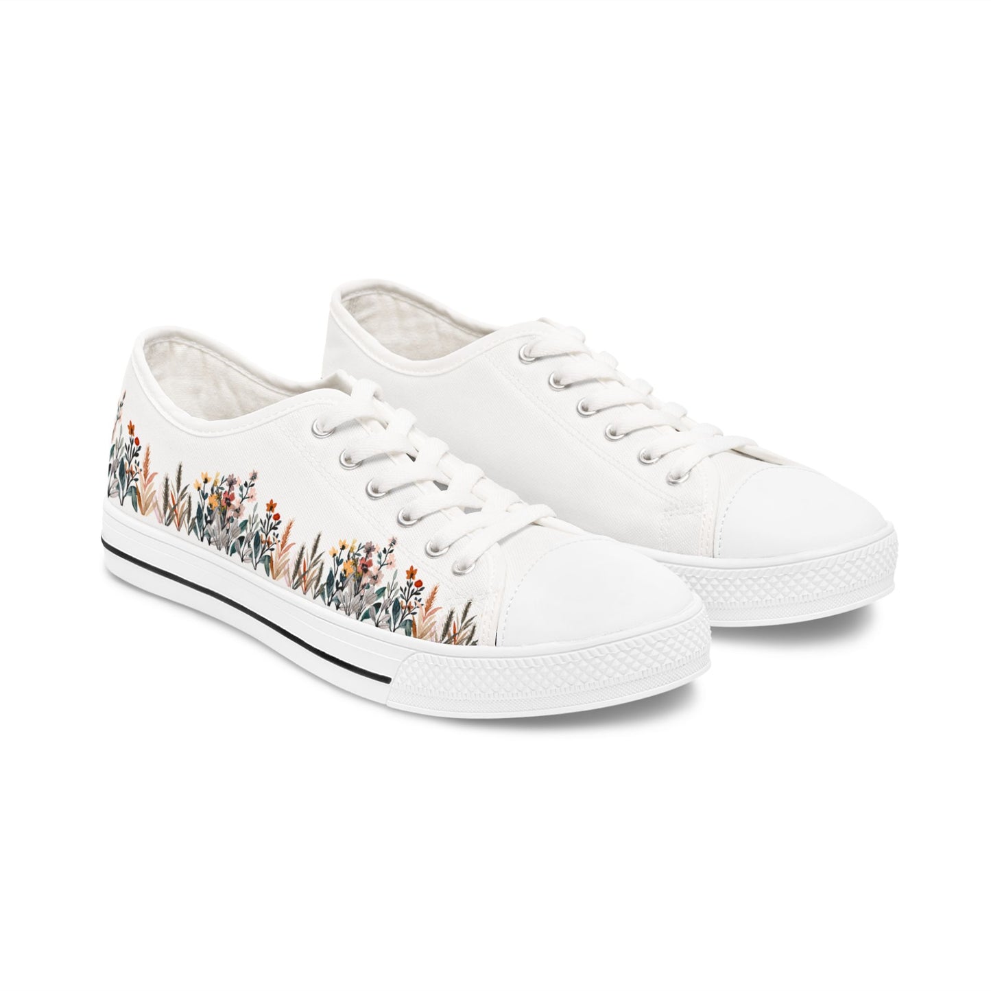 Women's Low Top Sneakers - Flowers of One Garden