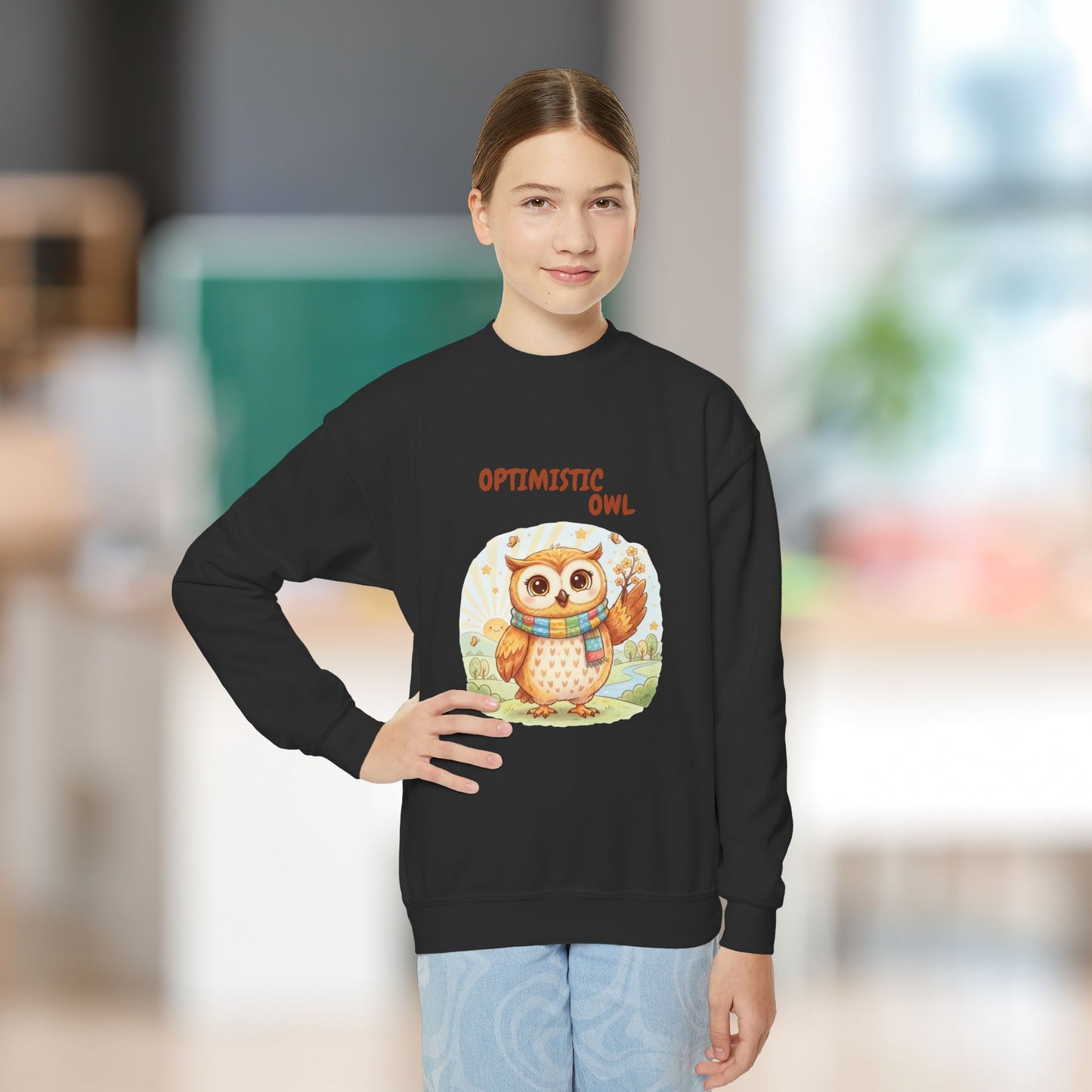 Comfy Kids Sweatshirt - Optimistic Owl
