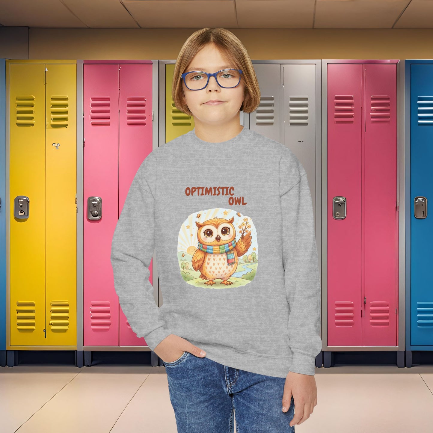 Comfy Kids Sweatshirt - Optimistic Owl