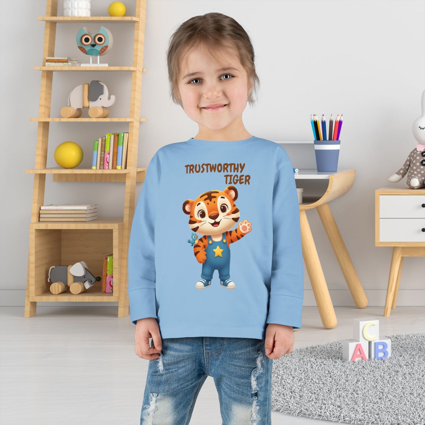 Toddler Long Sleeve Tee - Trustworthy Tiger