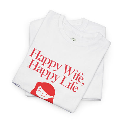 Comfy Cotton Tee - Happy Wife, Happy Life, Home of Peace