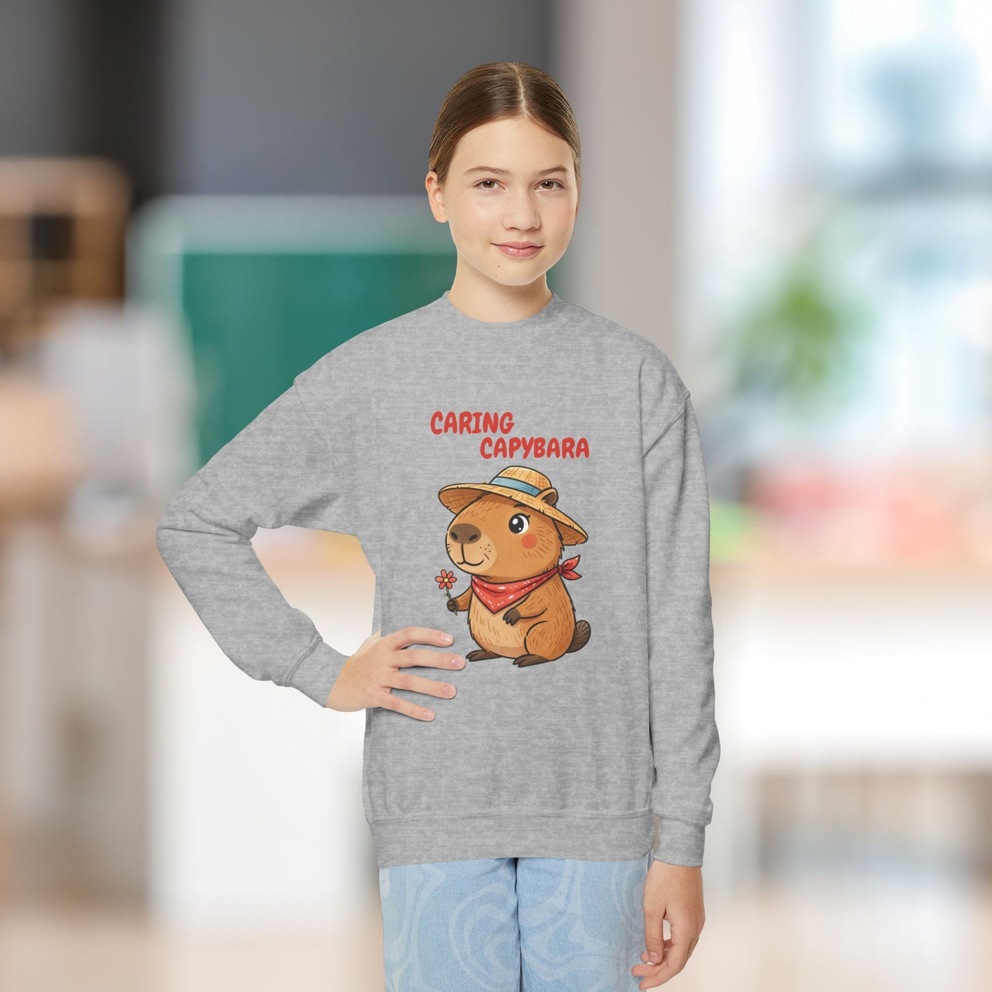 Comfy Kids Sweatshirt - Caring Capybara