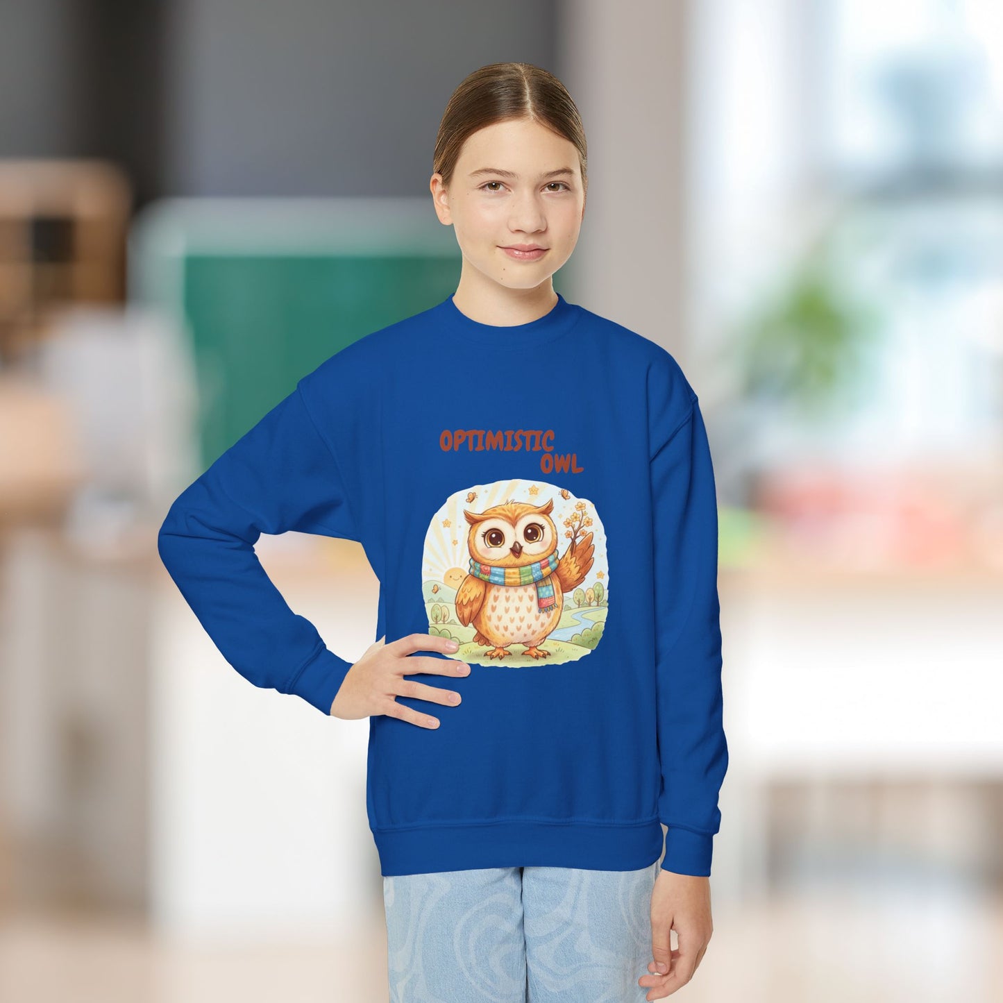 Comfy Kids Sweatshirt - Optimistic Owl