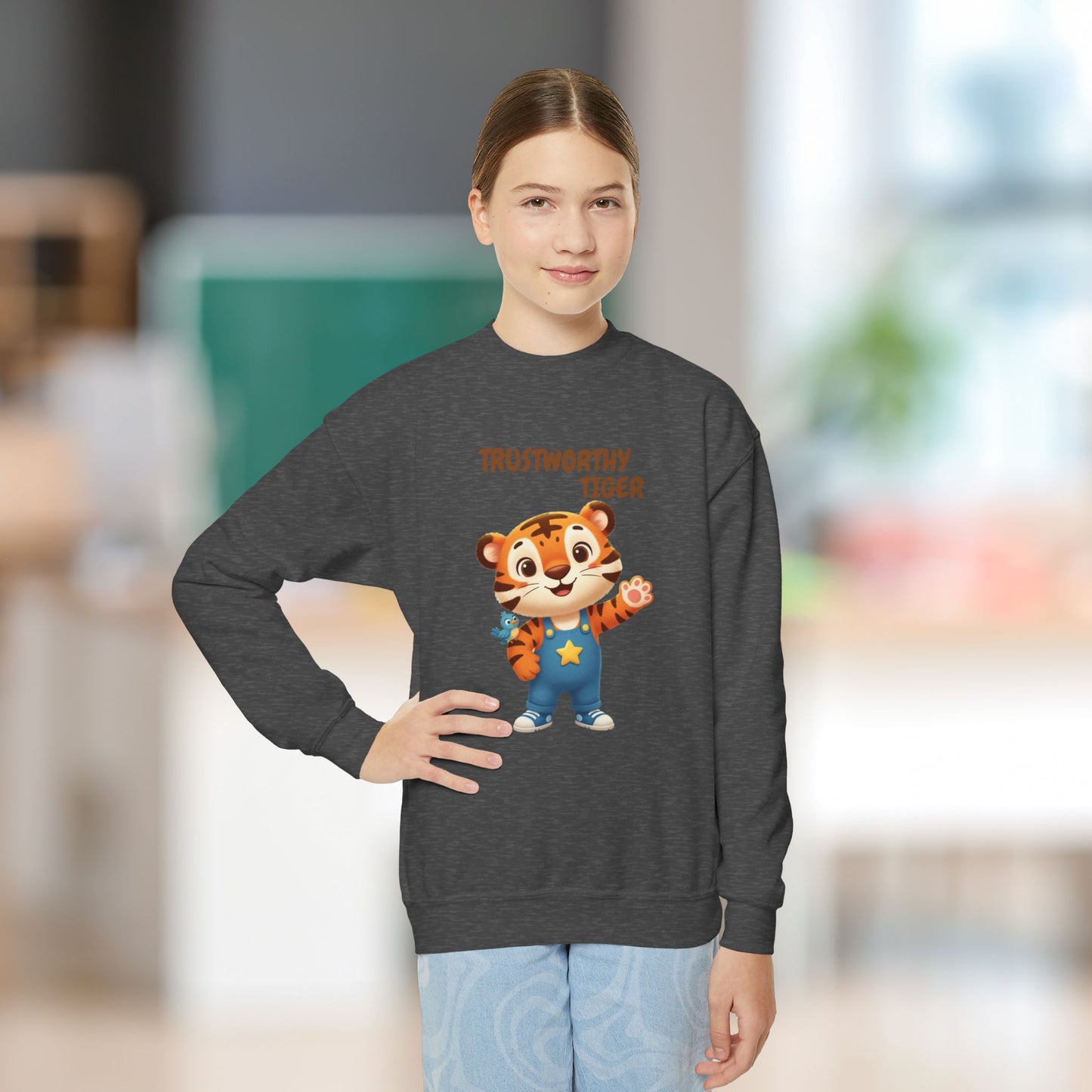 Comfy Kids Sweatshirt - Trustworthy Tiger