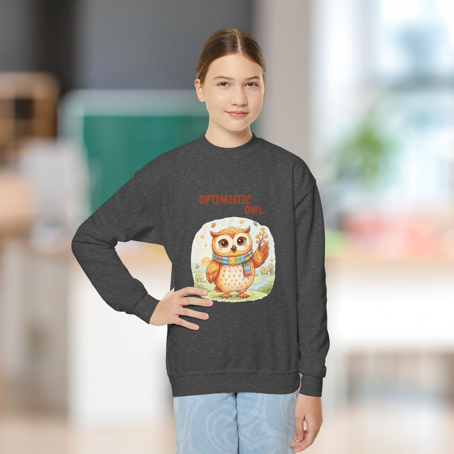 Comfy Kids Sweatshirt - Optimistic Owl
