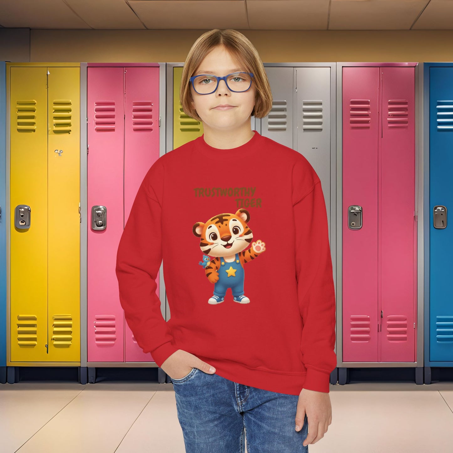 Comfy Kids Sweatshirt - Trustworthy Tiger