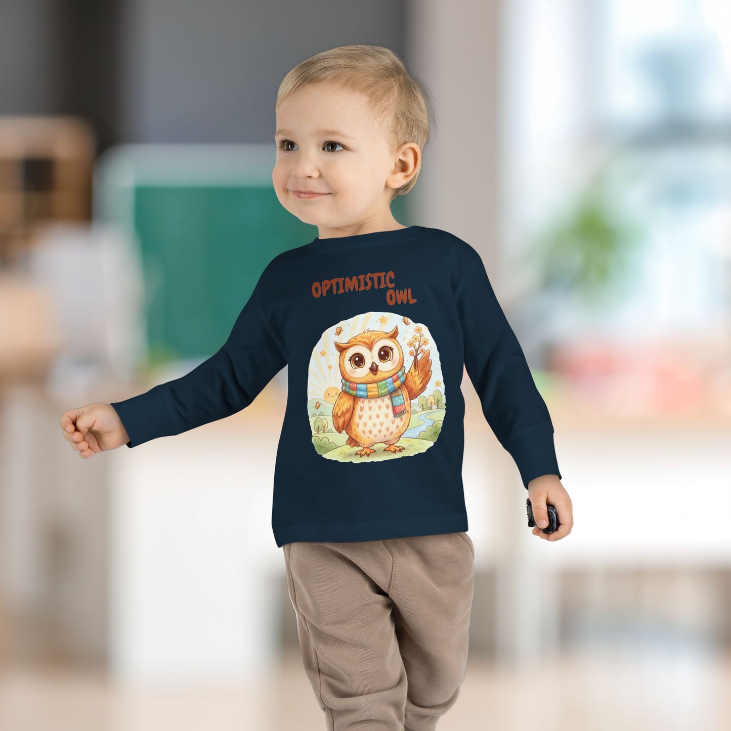 Toddler Long Sleeve Tee - Optimistic Owl