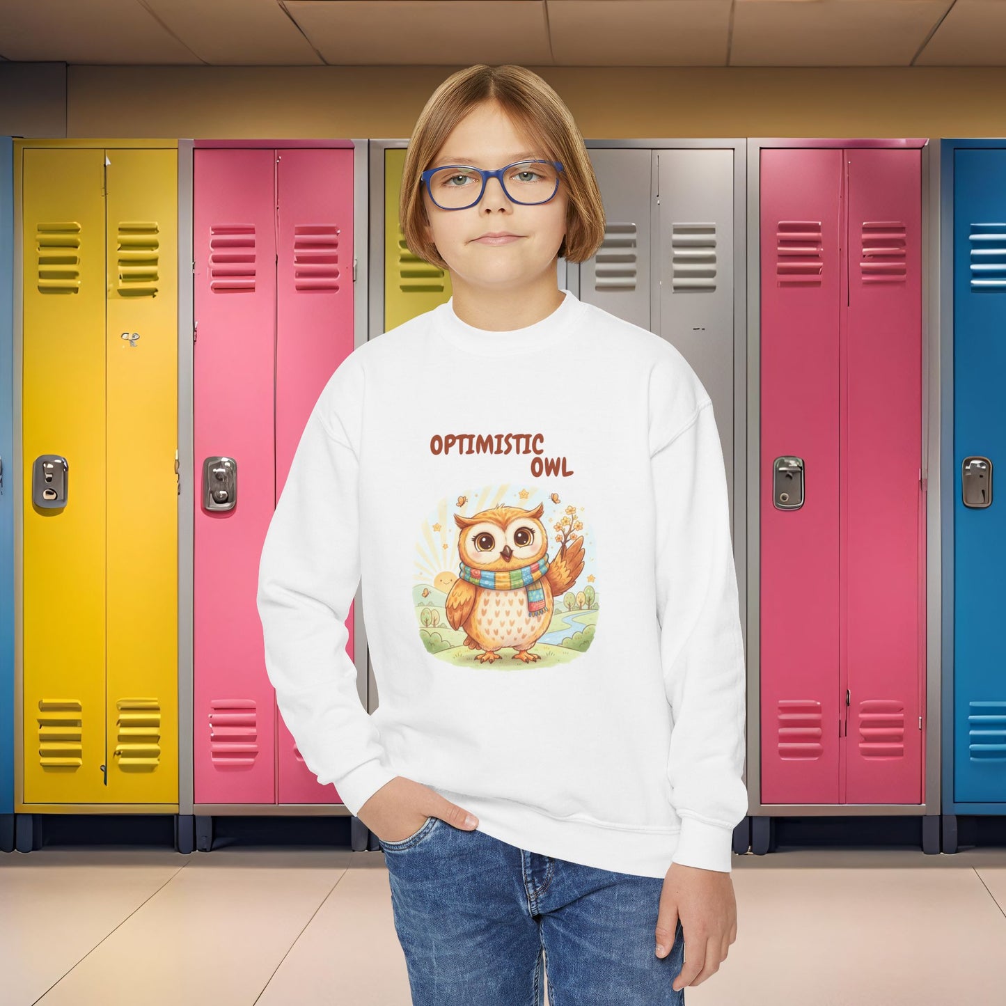 Comfy Kids Sweatshirt - Optimistic Owl