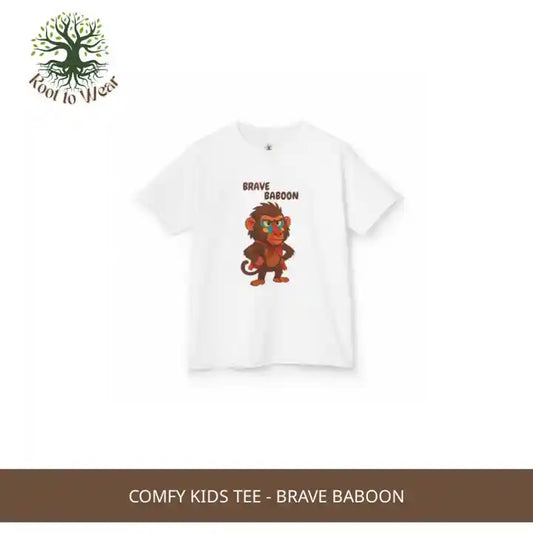 Comfy Kids Tee - Brave Baboon by@Outfy