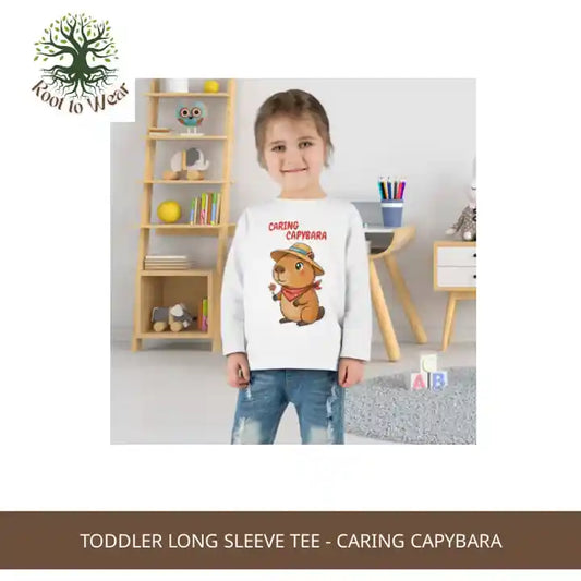 Toddler Long Sleeve Tee - Caring Capybara by@Outfy